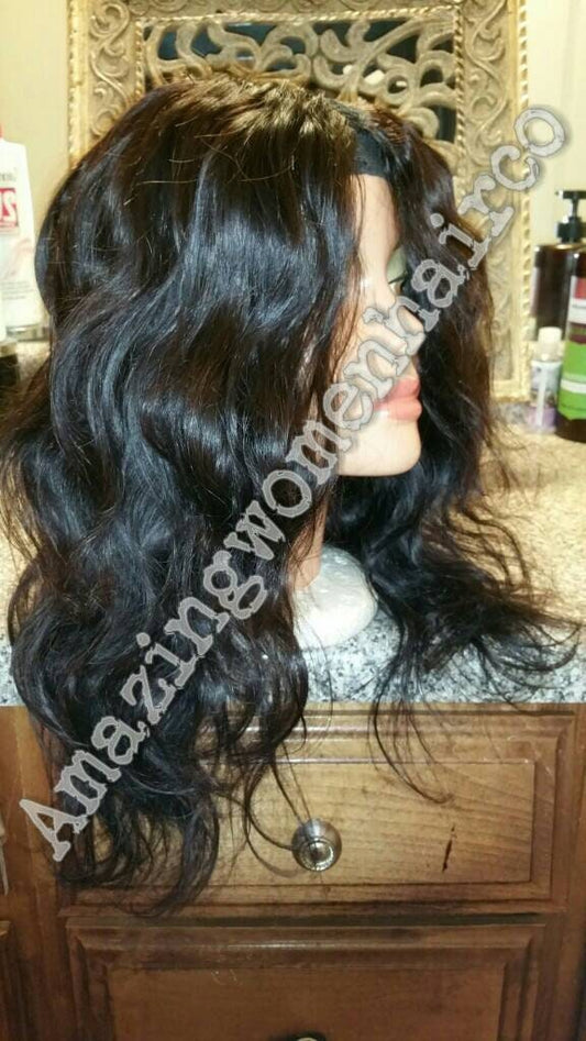 Brazillian body wave middle parting u part wig natural color. 12 14 16 lengths
